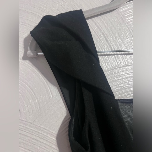 Antonio Melani Women Size 0 Sheath Dress Black Leather Panel Lined Cap Sleeve - Picture 2 of 6